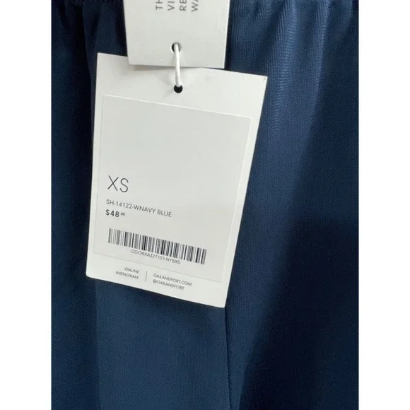 NWT OAK + FORT High Waist Sweat Short Men's XS Navy Blue White Striped Classic - Picture 9 of 11